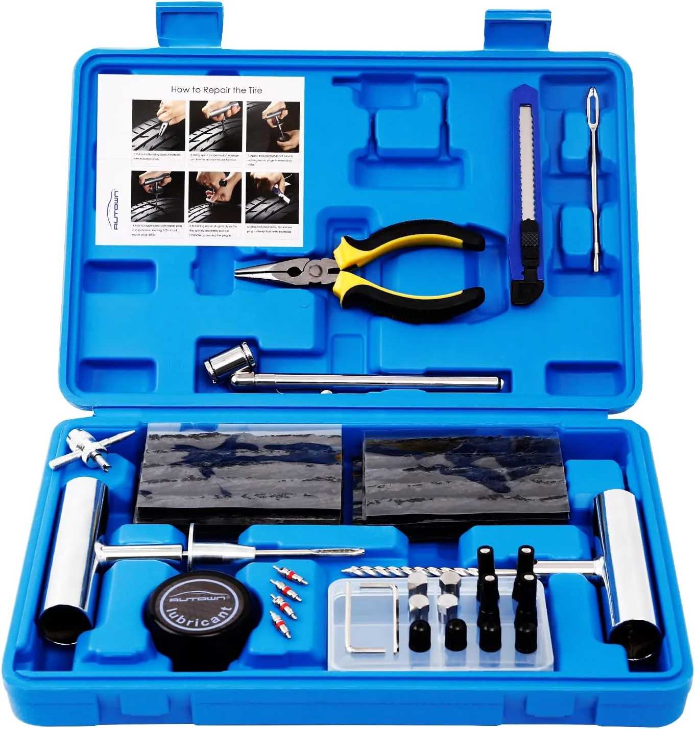 AUTOWN Universal Tire Plug Patch Tool Set with Case for Car product photograph