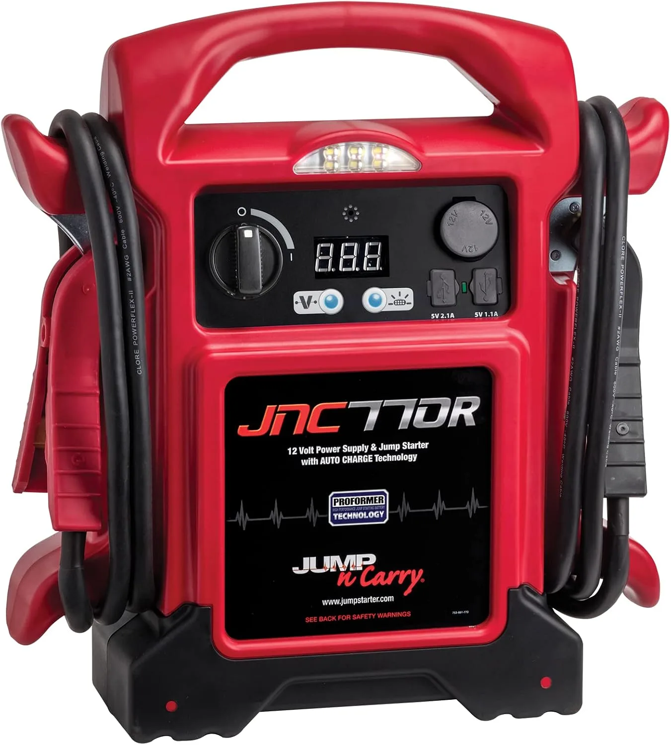 Clore Automotive Jump-N-Carry JNC770R 1700 Peak Amp Premium 12 Volt Jump Starter Bundle product photograph