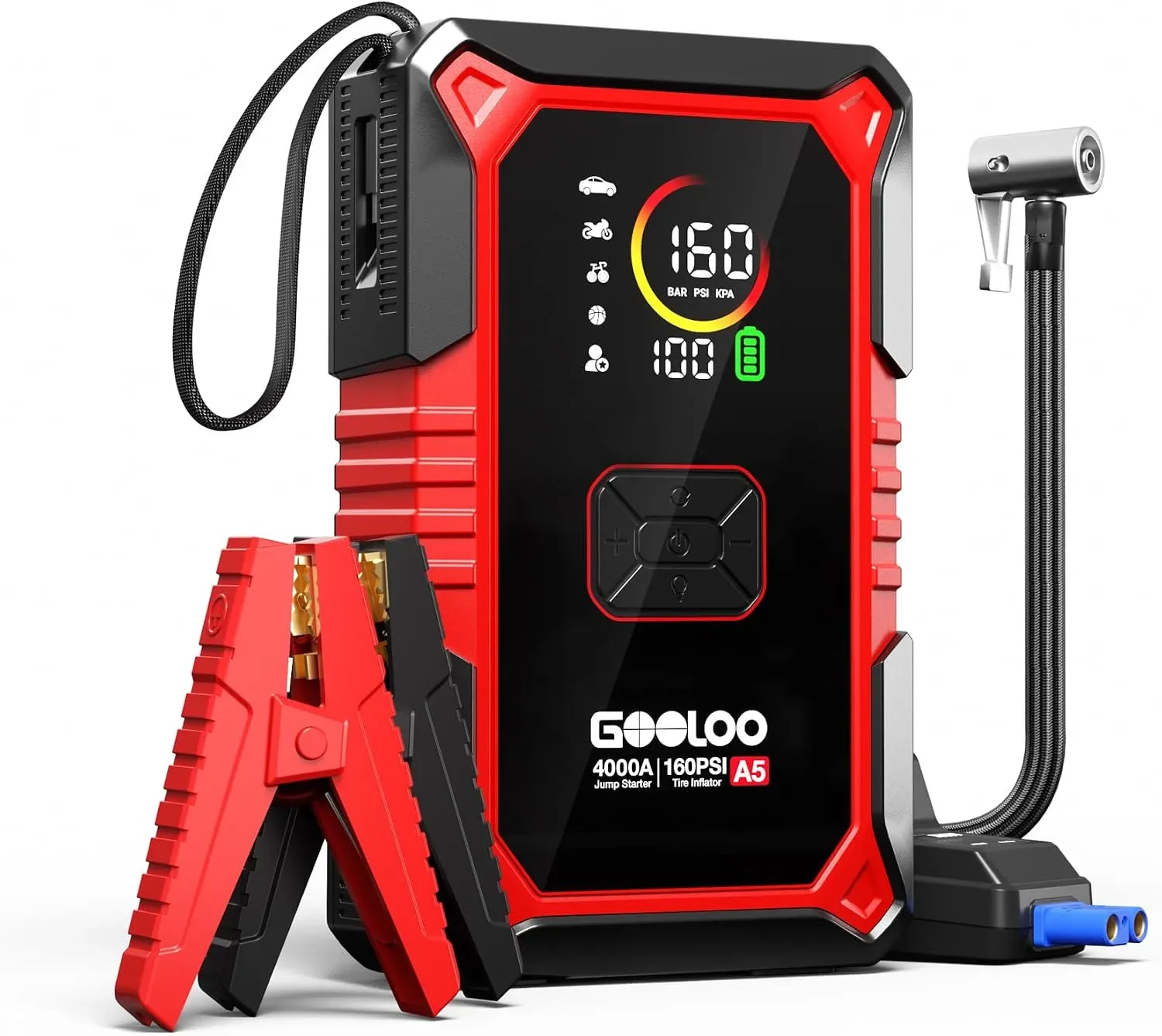 GOOLOO A5 Jump Starter with Air Compressor, 4000A Portable Car Battery Booster with 160 product photograph