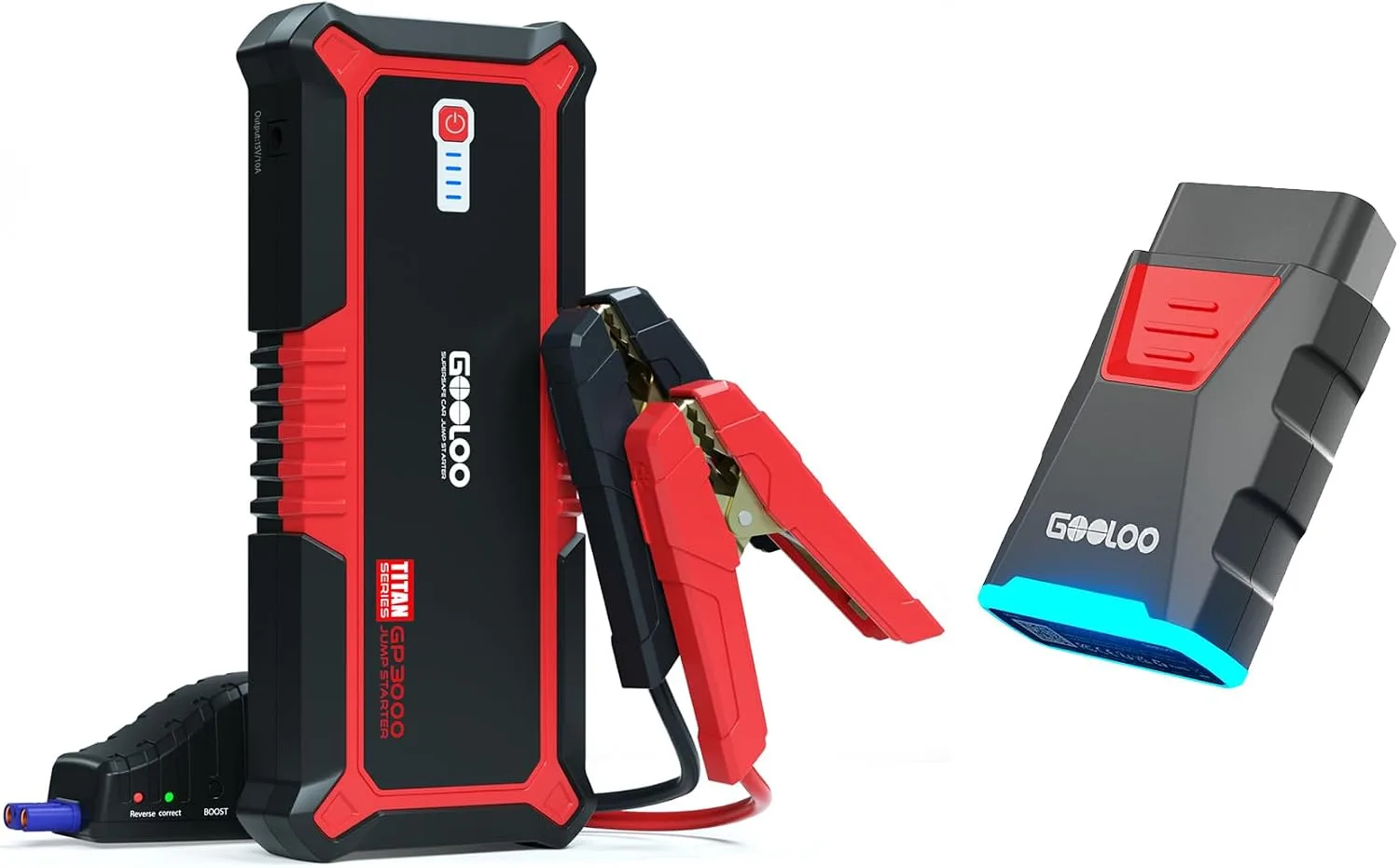 GOOLOO Upgraded GP3000 Jump Starter 3000A Peak Car Starter & GOOLOO DEEPSCAN DS100 OBD2 product photograph