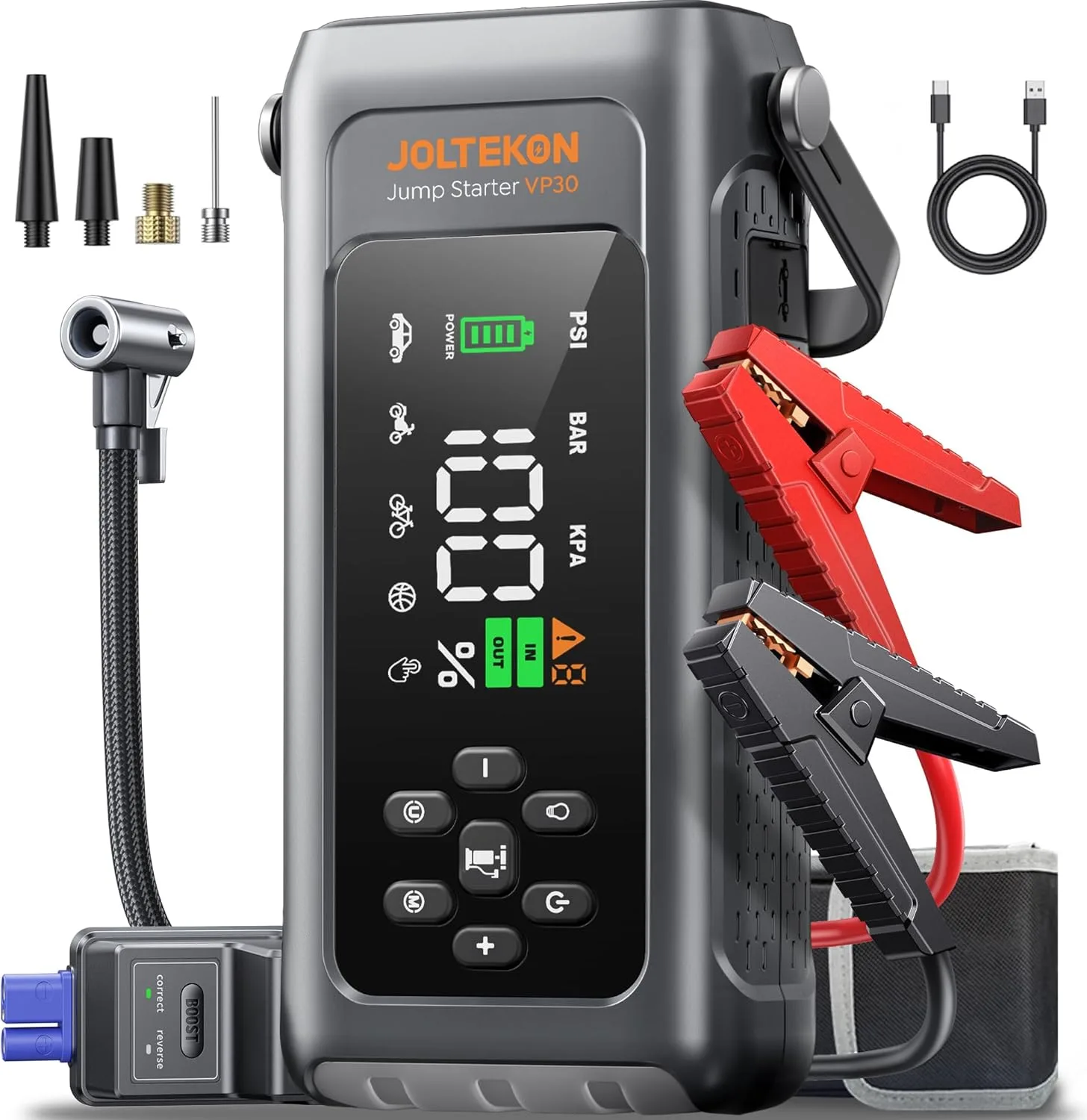 Joltekon Car Battery Jump Starter with Air Compressor 4500A 150PSI product photograph