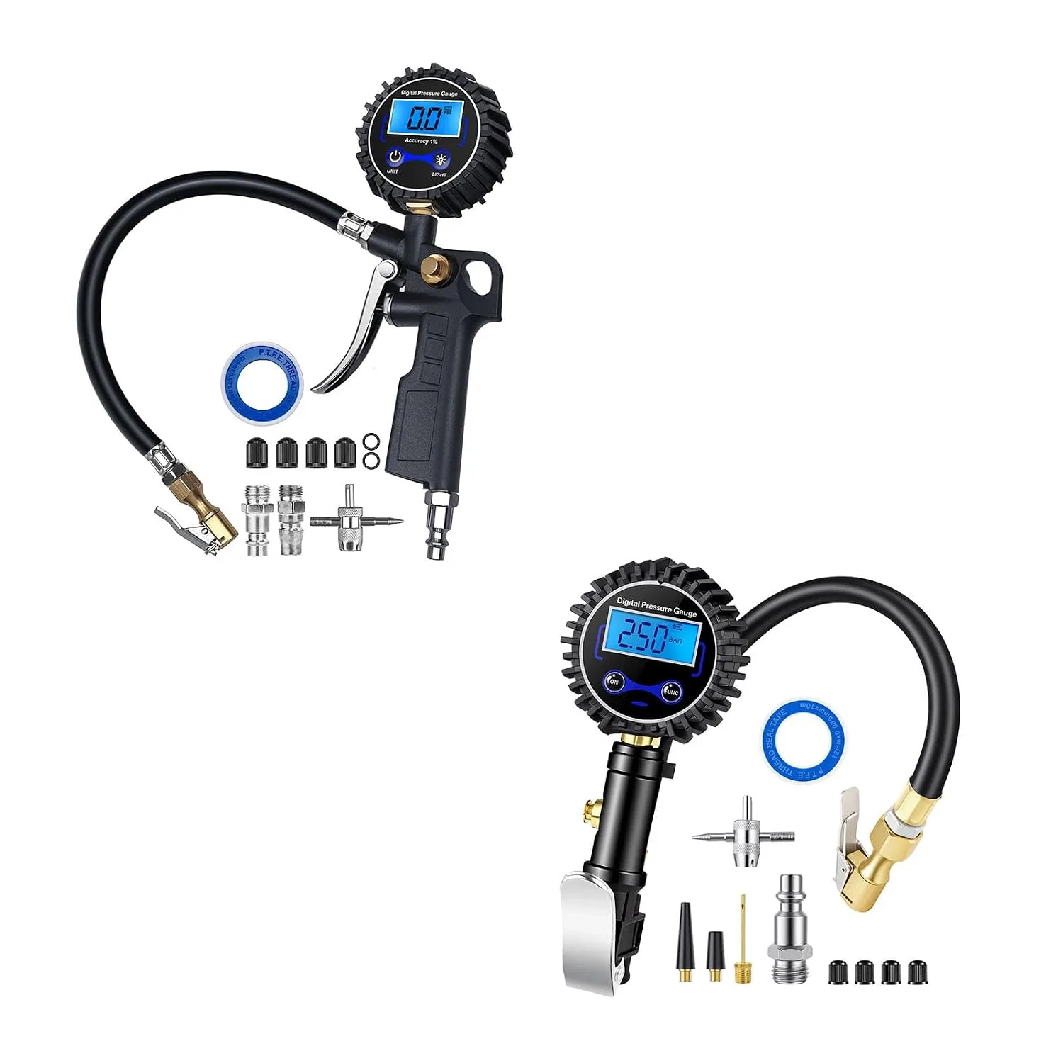 Digital Tire Pressure Gauge for Vehicles & Heavy Duty Tire Pressure Gauge for Cars and product photograph