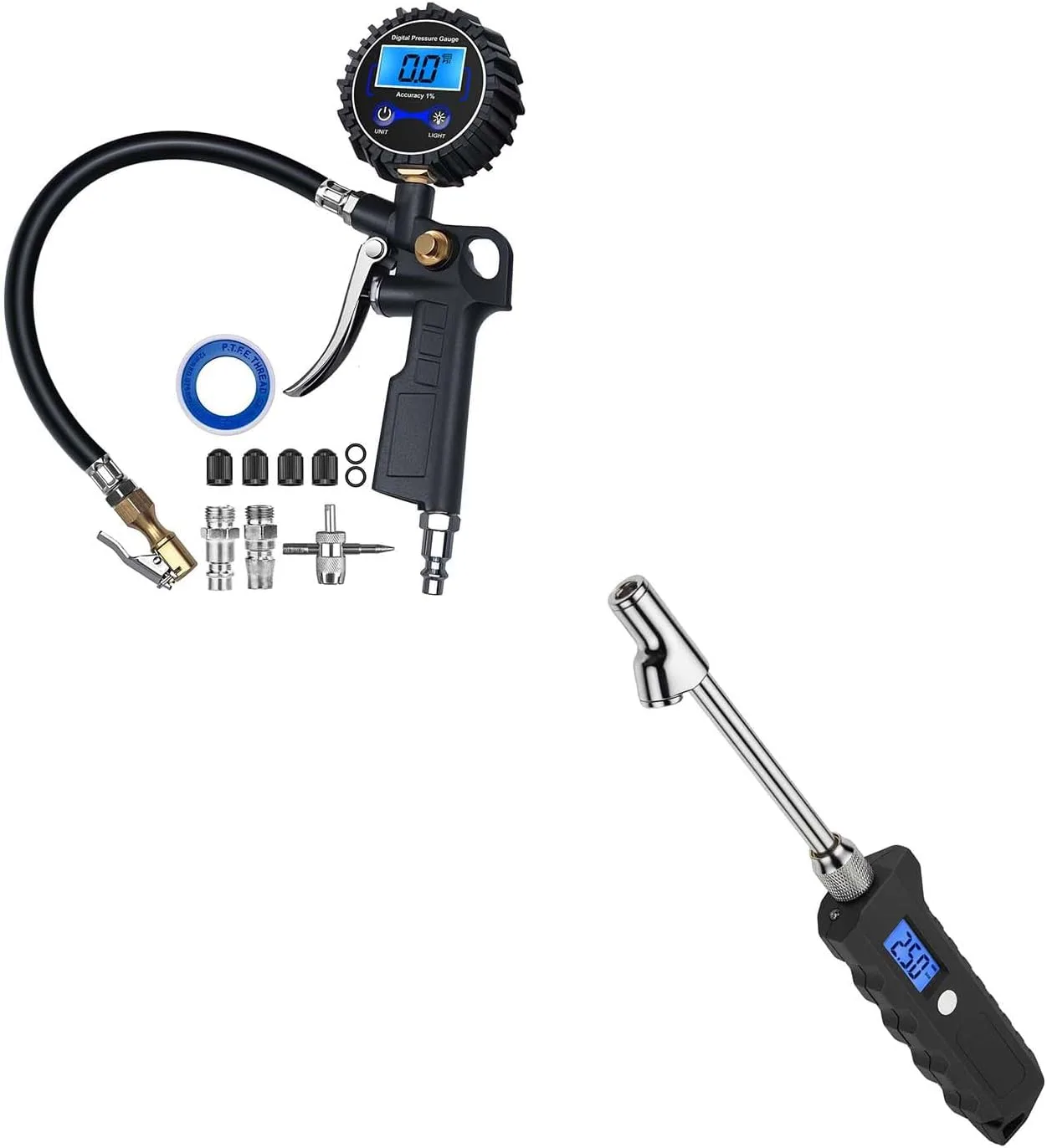 Digital Tire Pressure Gauge for Vehicles & Dual Head Tire Gauge for RV Truck product photograph