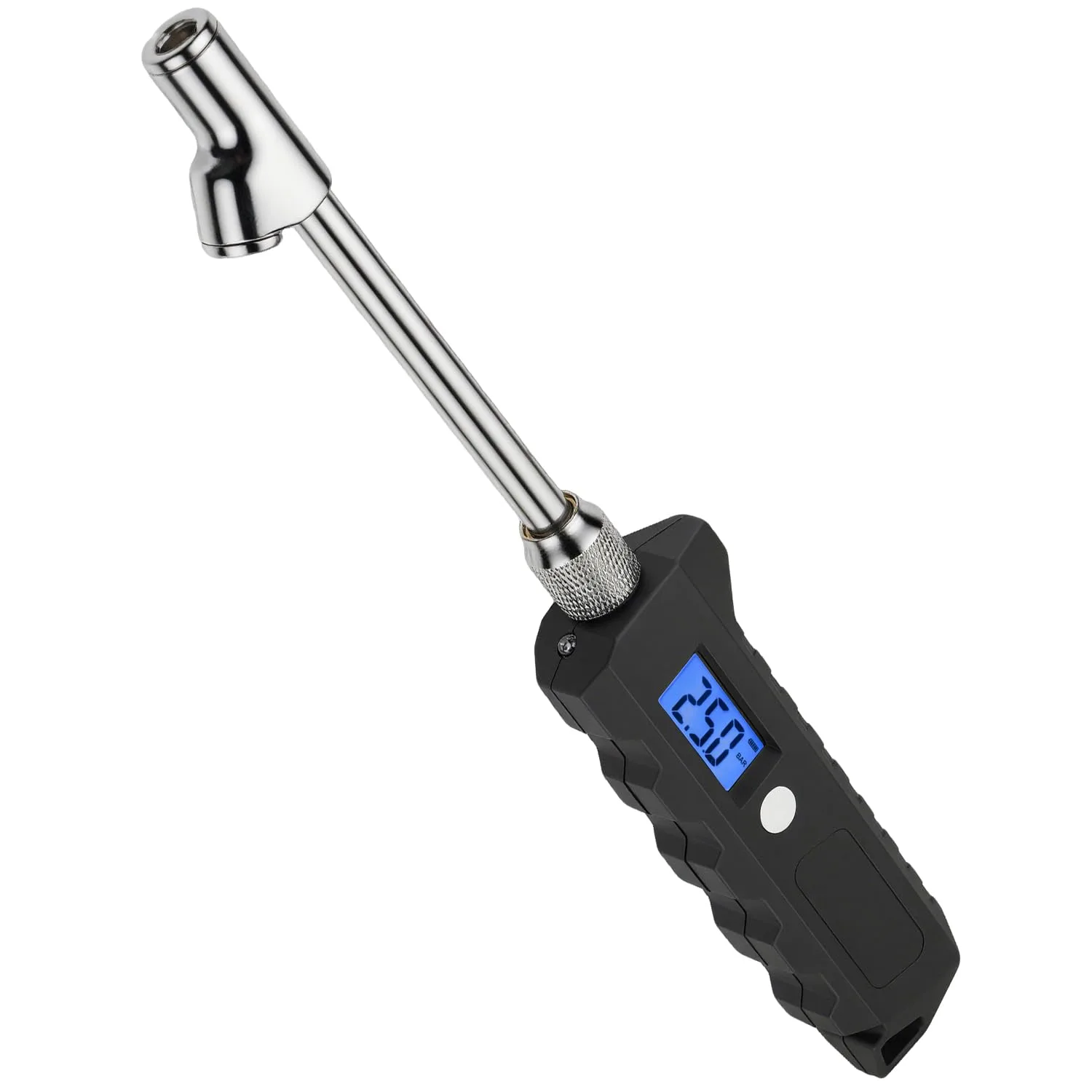 Heavy Duty Tire Gauge Stainless Steel with Flashlight & Backlit LCD product photograph