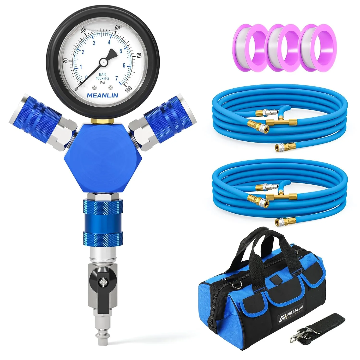 MEANLIN MEASURE 4 Tire Inflation Deflation System with Liquid Filled Pressure Gauge product photograph