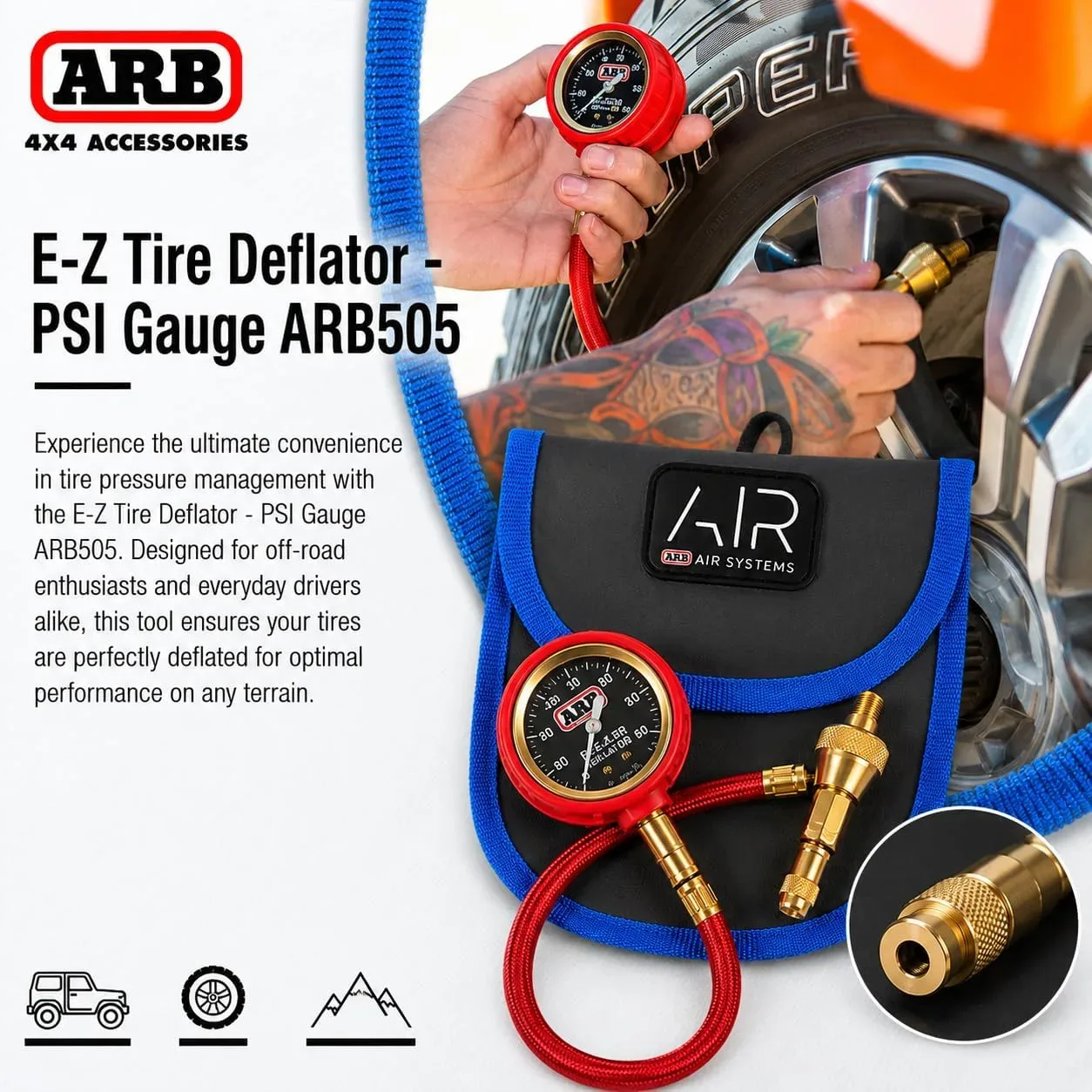 ARB E-Z Tire Deflator - PSI Gauge (ARB505) product photograph