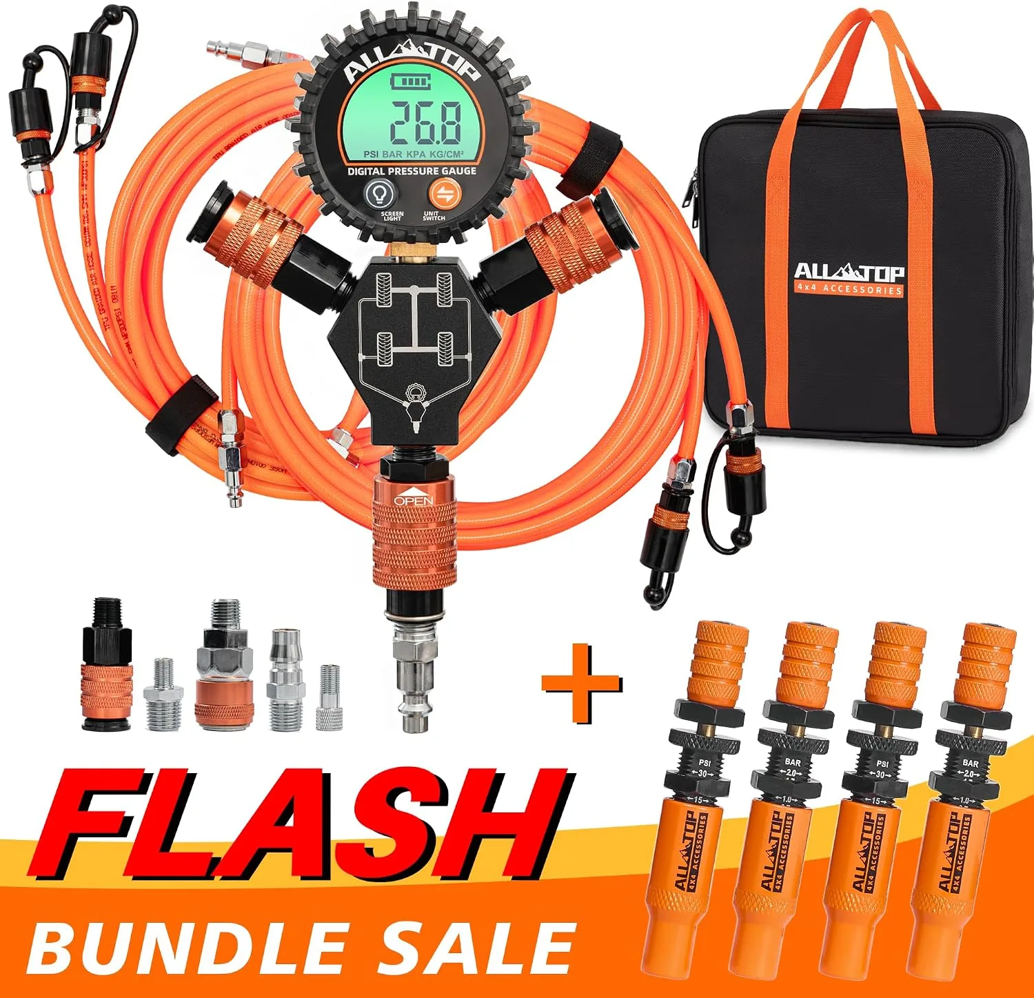 ALL-TOP 4 Tire Inflation & Deflation System with Adjustable Auto-Stop Tire Deflator product photograph