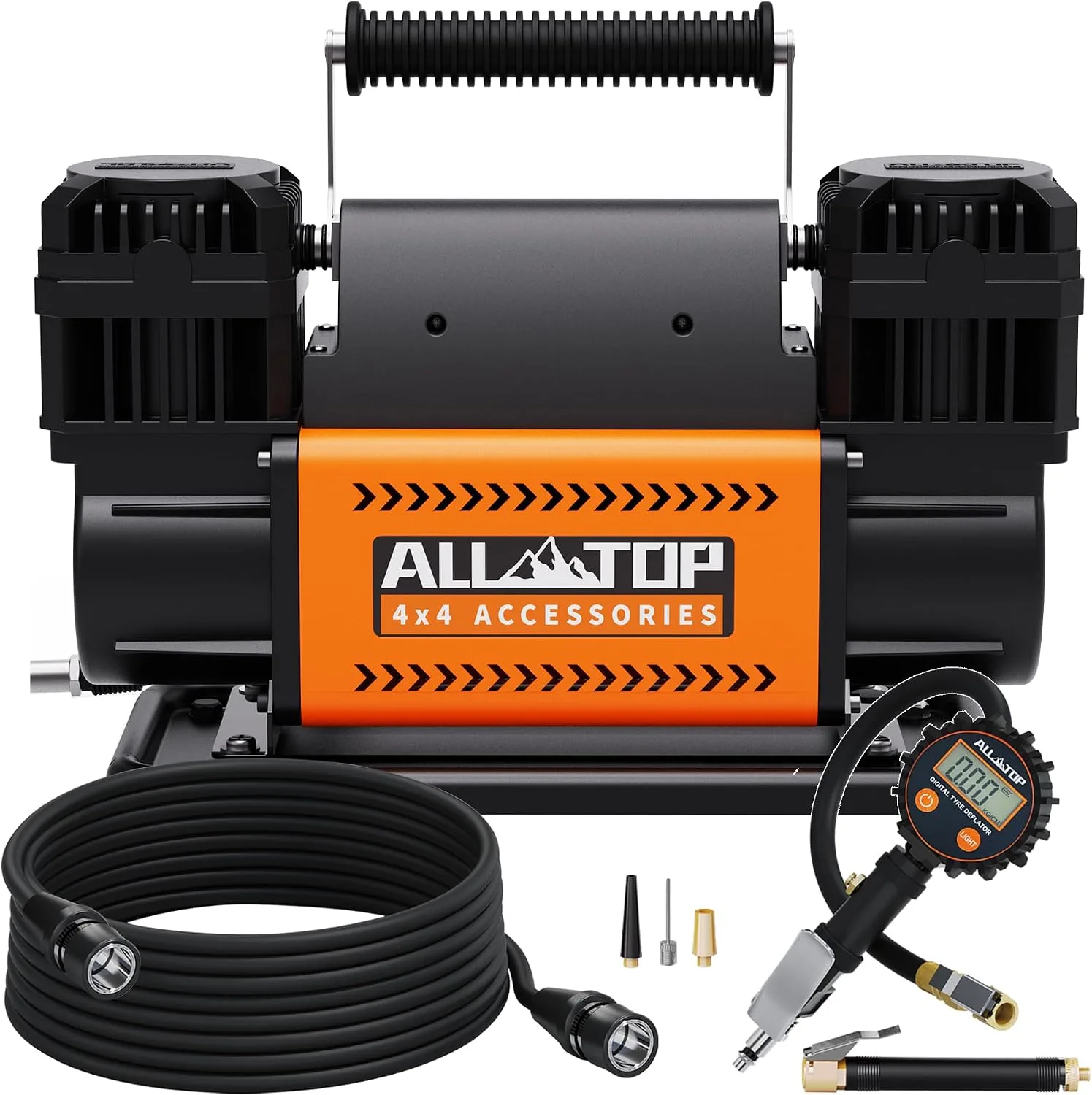 ALL-TOP Dual Cylinder Air Compressor with Digital Pressure Gauge Tire Inflator Kit product photograph