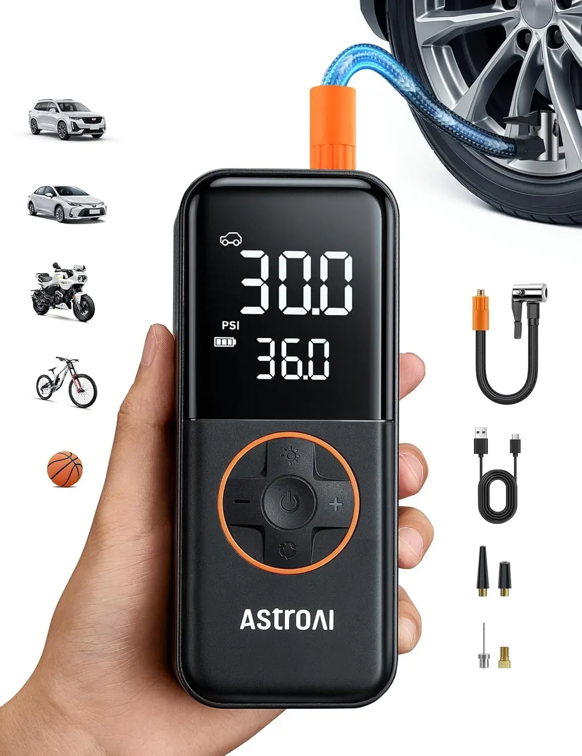 AstroAI L4 Cordless Tire Inflator Portable Air Compressor, 150PSI Po product photograph