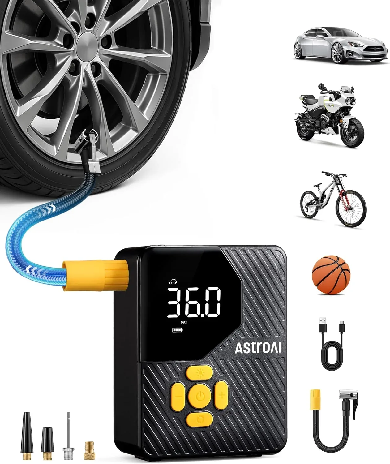 AstroAI 150 PSI Tire Inflator Portable Air Compressor, Fast Inflatio product photograph