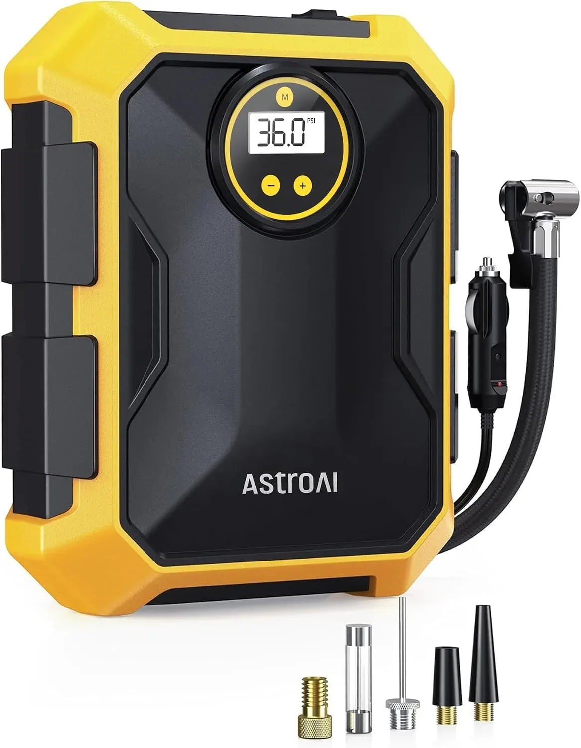 AstroAI Tire Inflator Portable Air Compressor 12V DC Integrated Stor product photograph