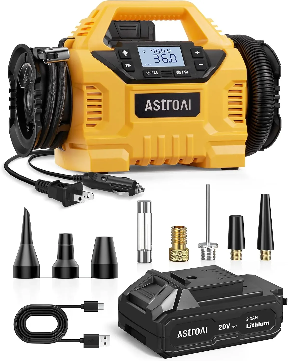 AstroAI MC3 Tire Inflator Portable Air Compressor, 3 Power Sources:C product photograph