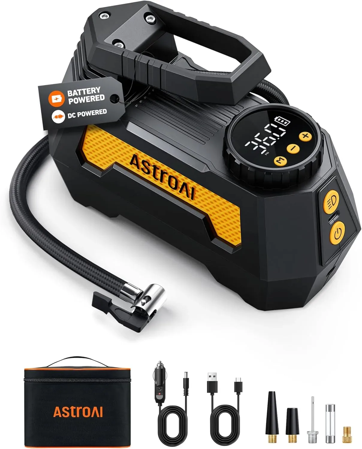AstroAI Tyre Inflator Air Compressor, Fully Upgraded 12V Corded & Cordless product photograph