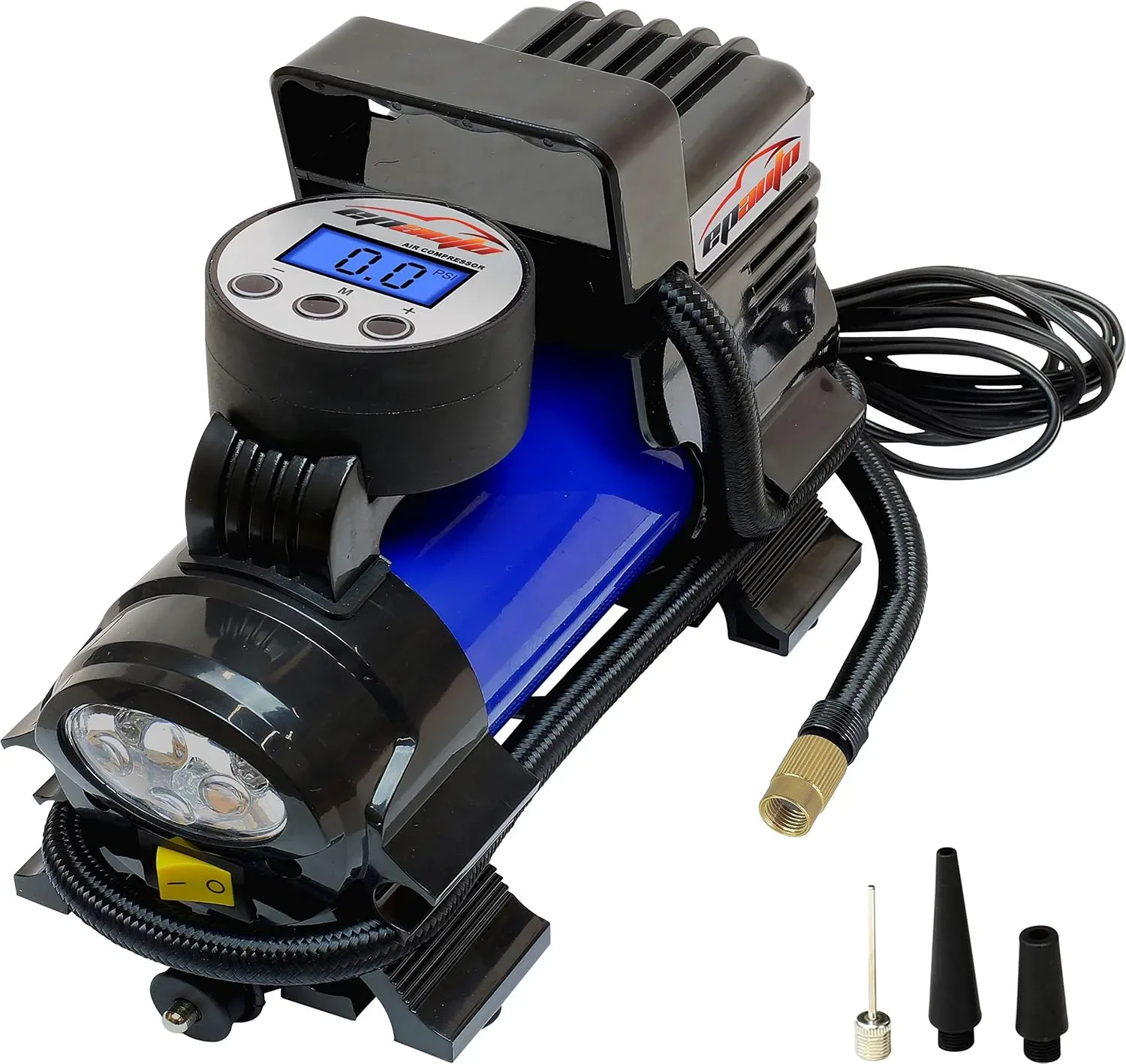 EPAuto 12V DC Tire Inflator Portable Air Compressor Pump, Blue product photograph