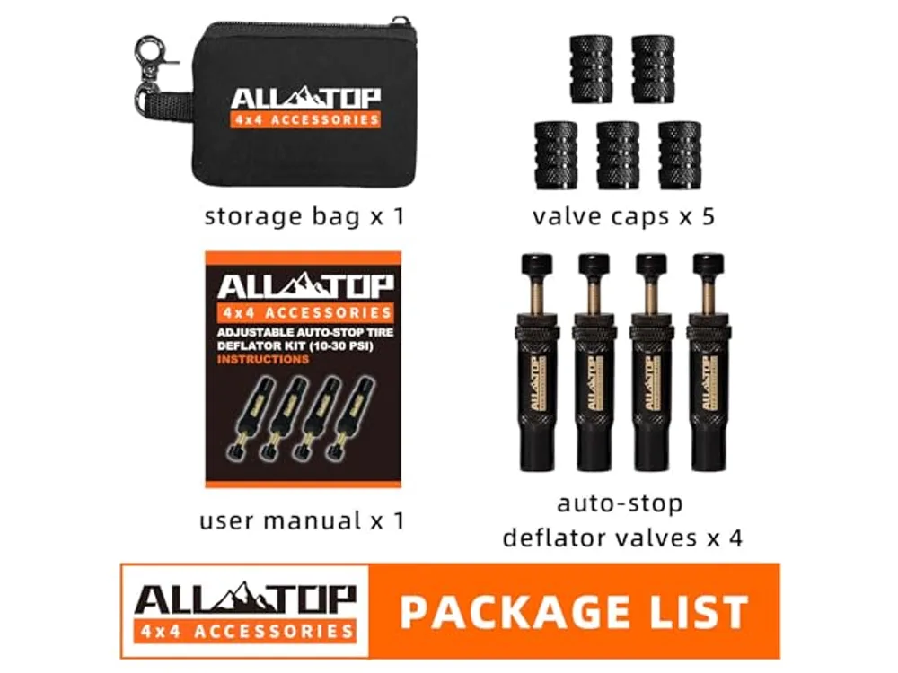 ALL-TOP Adjustable Auto-Stop Air-Down Deflator, 10–30 PSI, 4PCS manufacturer product photograph 3