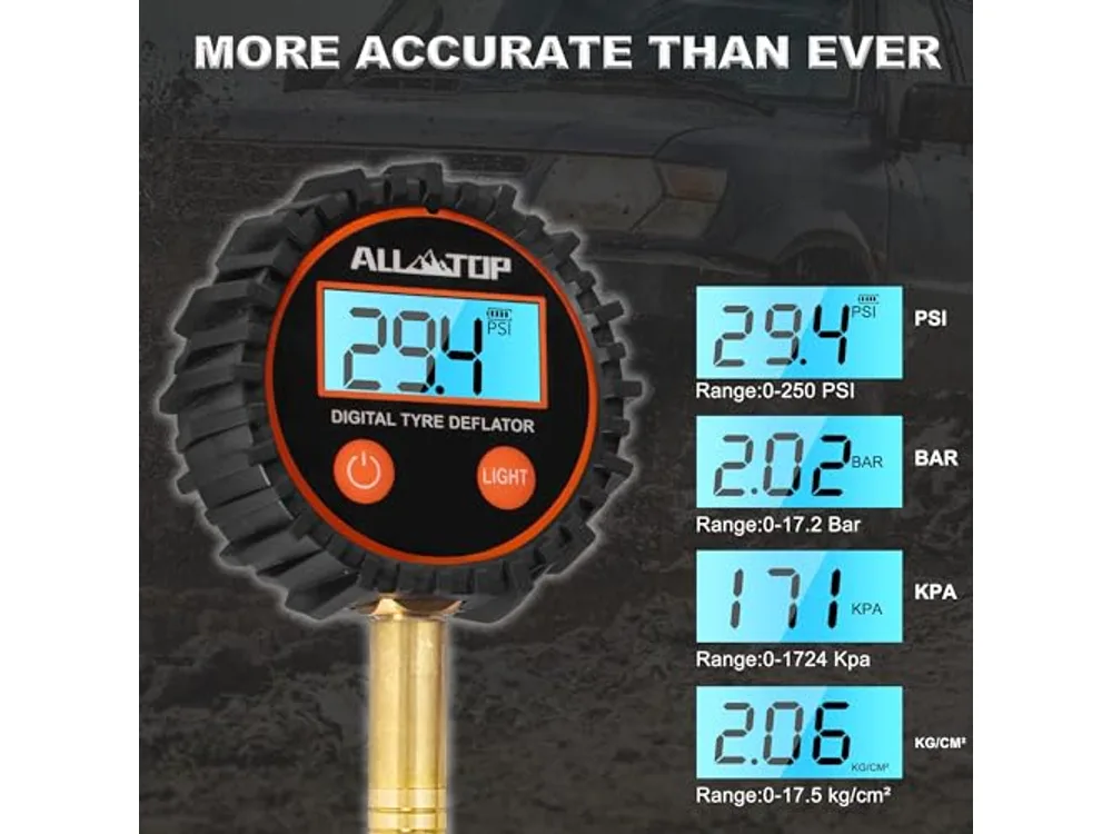 ALL-TOP Rapid Tire Deflator with Digital Gauge, 0–250 PSI manufacturer product photograph 4
