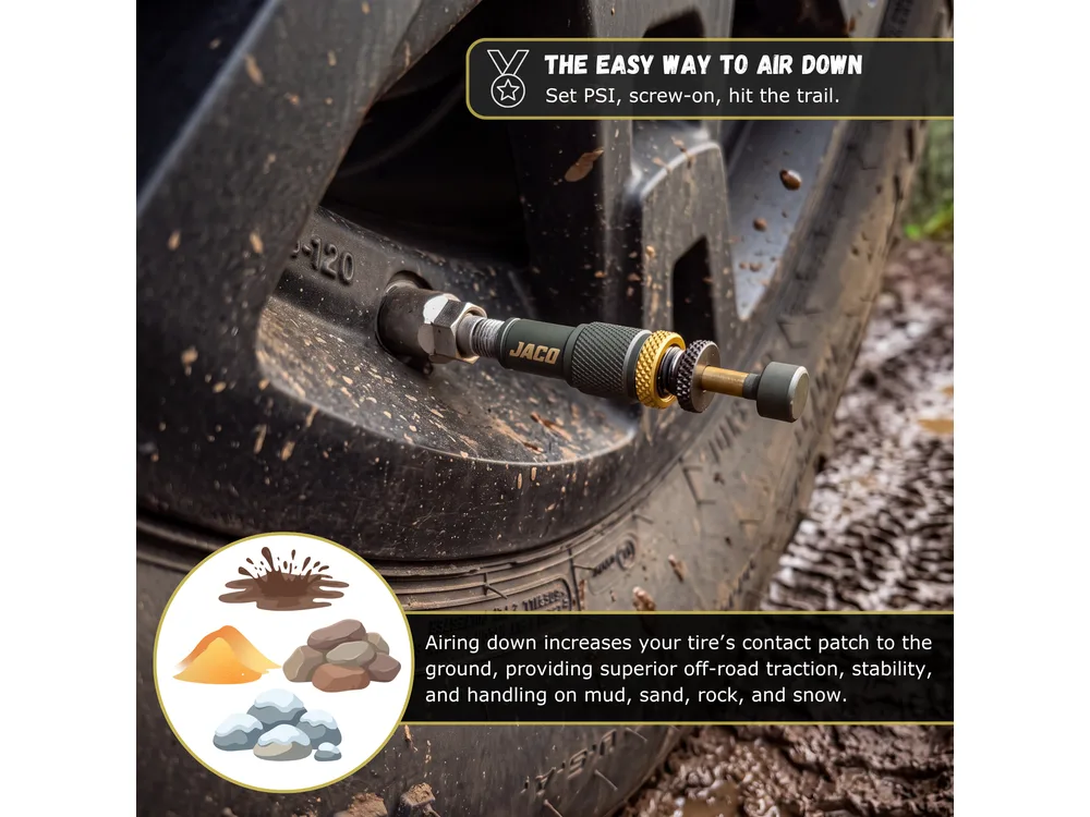 JACO 4X4 Auto-Stop Tire Deflators (Adjustable 10–30 PSI) manufacturer product photograph 4