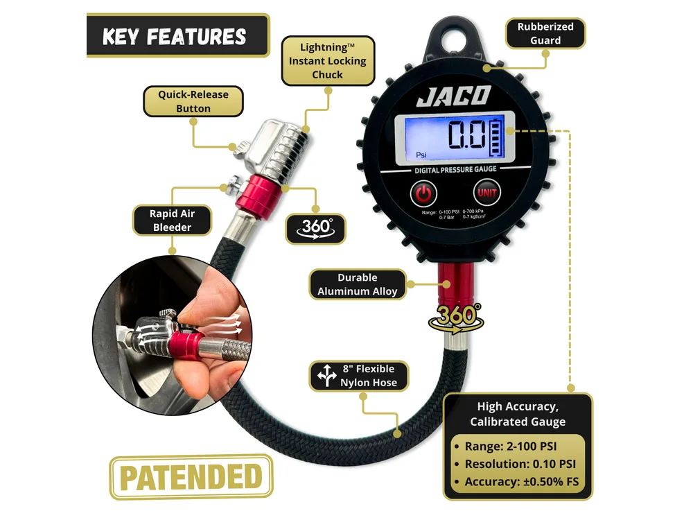 JACO ElitePro-X Digital Tire Pressure Gauge manufacturer product photograph 2