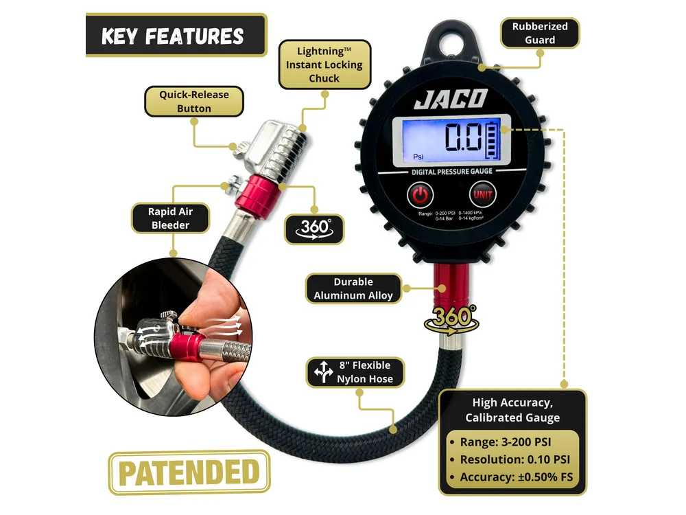 JACO ElitePro-X Digital Tire Pressure Gauge manufacturer product photograph 4