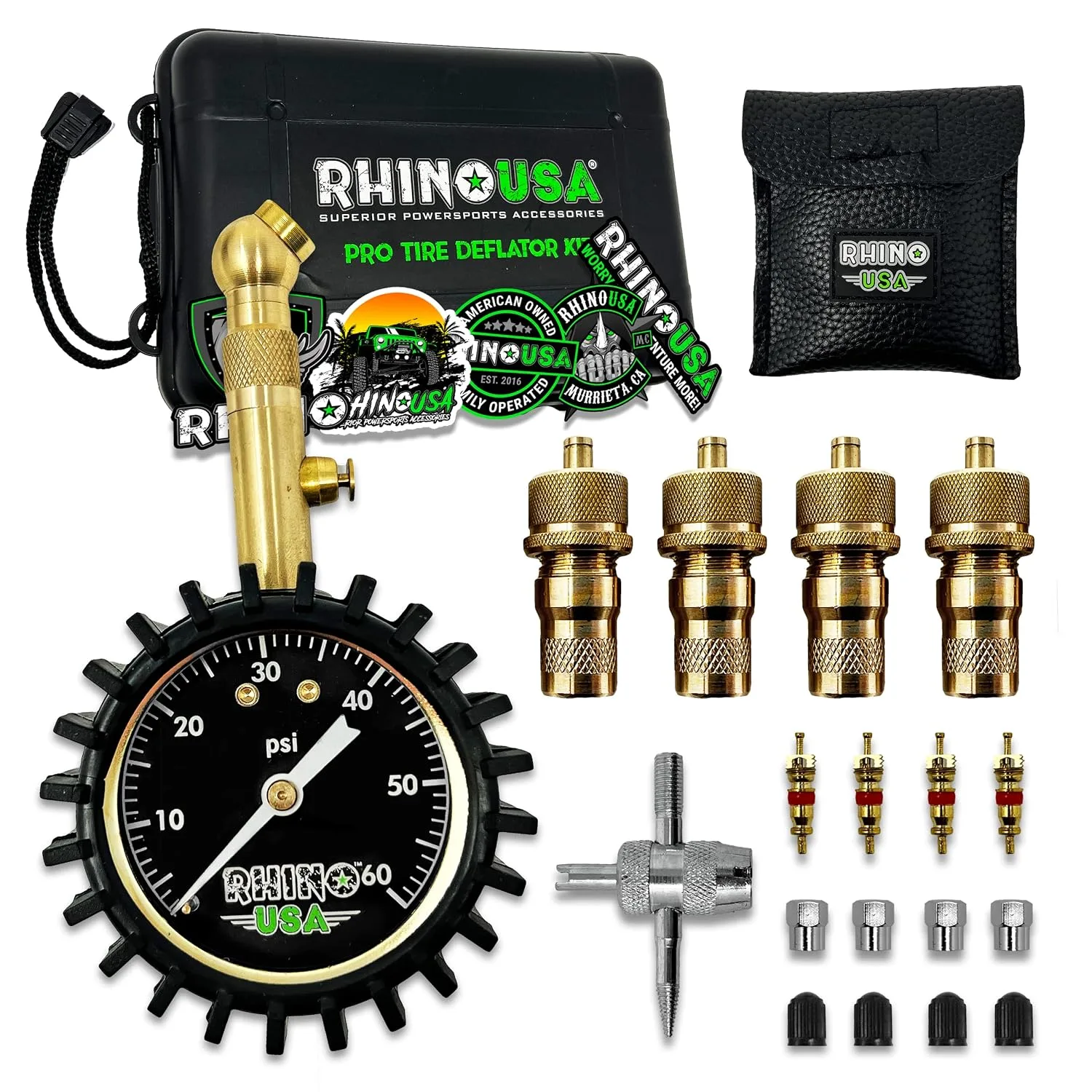 Rhino USA Rapid Tire Deflators with Gauge 0-60psi product photograph